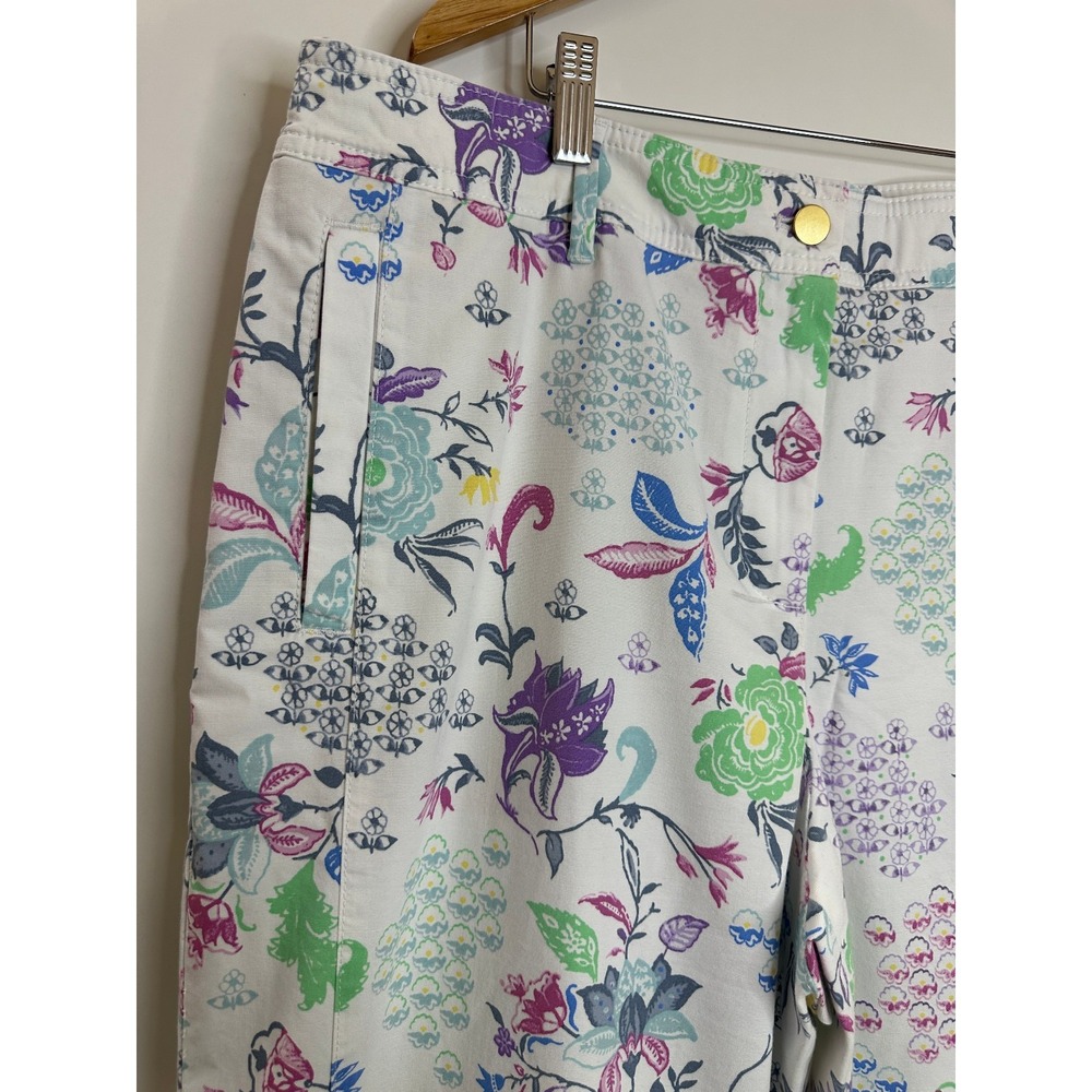 Talbots Straight Crop Pants in Whimsical Jacobean Floral Print Size 16 Summer - Picture 3 of 14